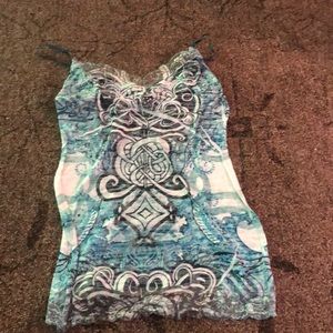 Blue graphic cami top